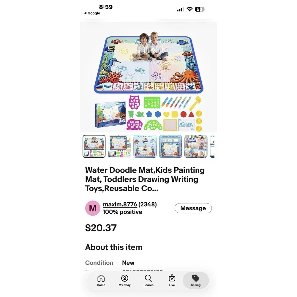 Water Doodle Mat,Kids Painting Mat, Toddlers Drawing Writing Toys,Reusable Co...